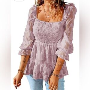 Amazon Women's Sheer Lavender Blouse